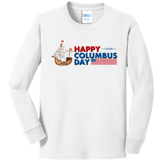 Happy Columbus Day 1492 Kids Long Sleeve Shirt