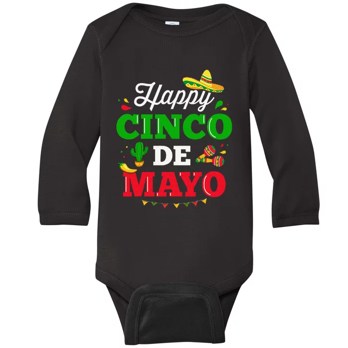 Happy Cinco de Mayo for mexican fiesta costume Baby Long Sleeve Bodysuit