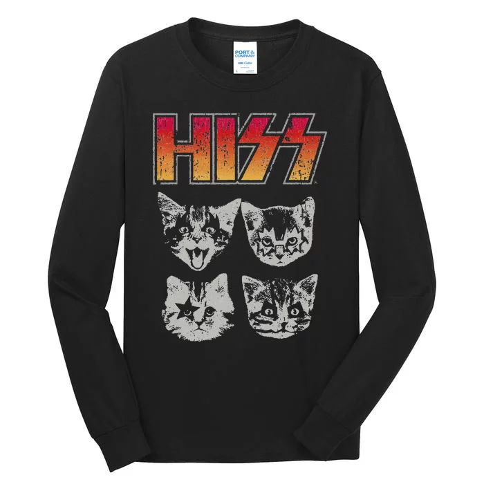 HISS Cat Funny Cats Kittens Rock Music Cat Lover Hiss Tall Long Sleeve T-Shirt