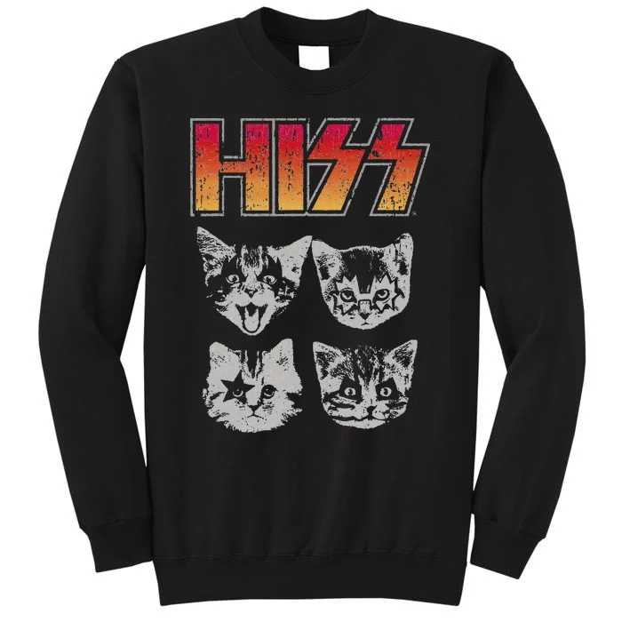 HISS Cat Funny Cats Kittens Rock Music Cat Lover Hiss Tall Sweatshirt