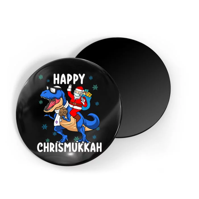 Happy Chrismukkah Funny Hanukkah Christmas Jewish Xmas Santa Dinosaur Magnet