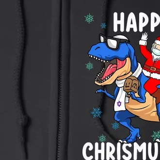 Happy Chrismukkah Funny Hanukkah Christmas Jewish Xmas Santa Dinosaur Full Zip Hoodie