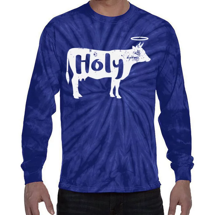 Holy Cow Funny Dairy Farmer Midwest Pride Tie-Dye Long Sleeve Shirt