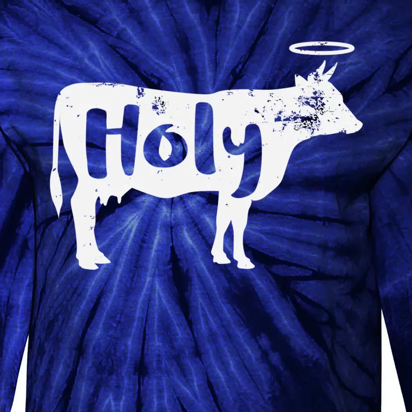 Holy Cow Funny Dairy Farmer Midwest Pride Tie-Dye Long Sleeve Shirt