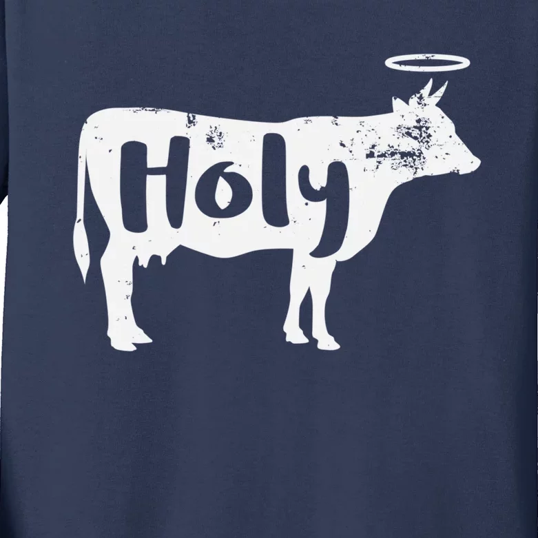 Holy Cow Funny Dairy Farmer Midwest Pride Kids Long Sleeve Shirt