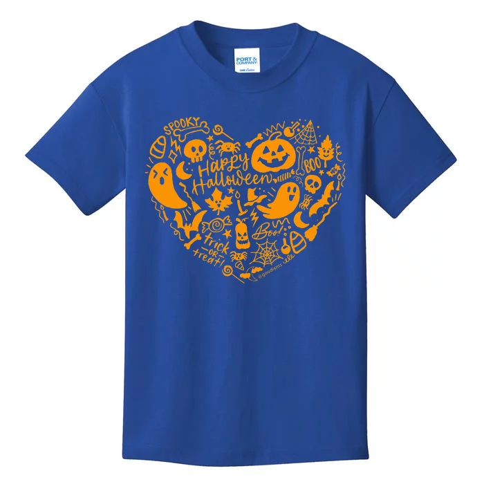 Halloween Cute Fun Pumpkin Holiday Heart Collage Design Kids T-Shirt