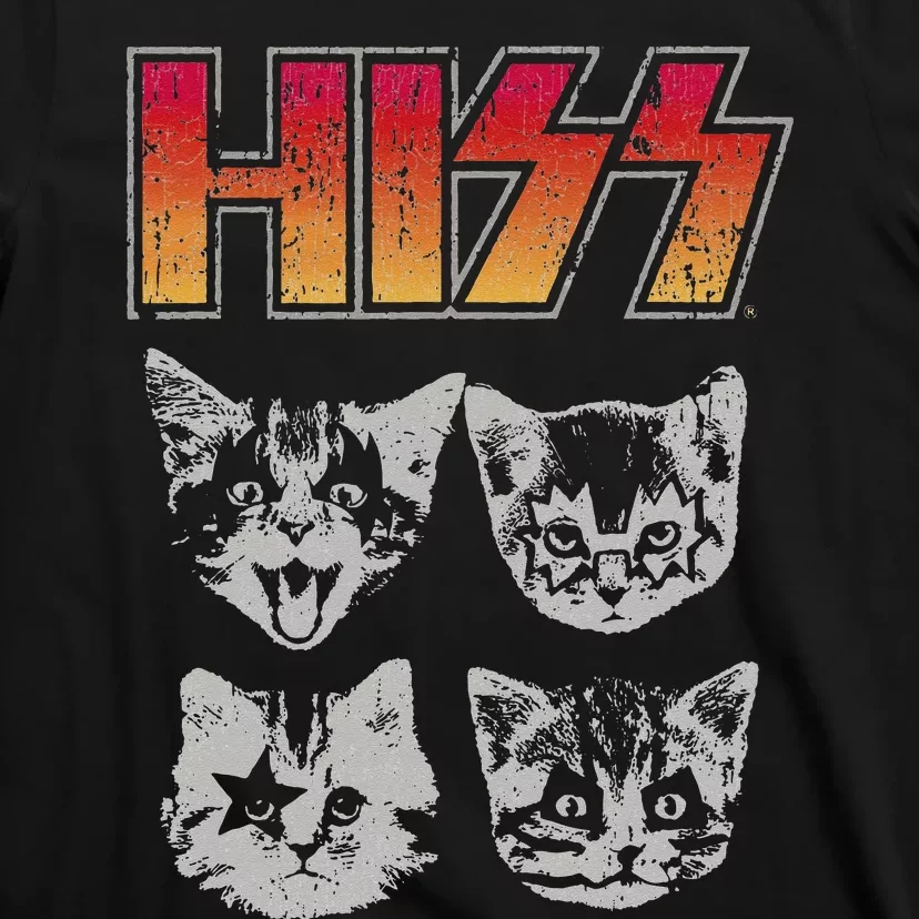 HISS Cat Funny Cats Kittens Rock Music Cat Lover Hiss T-Shirt