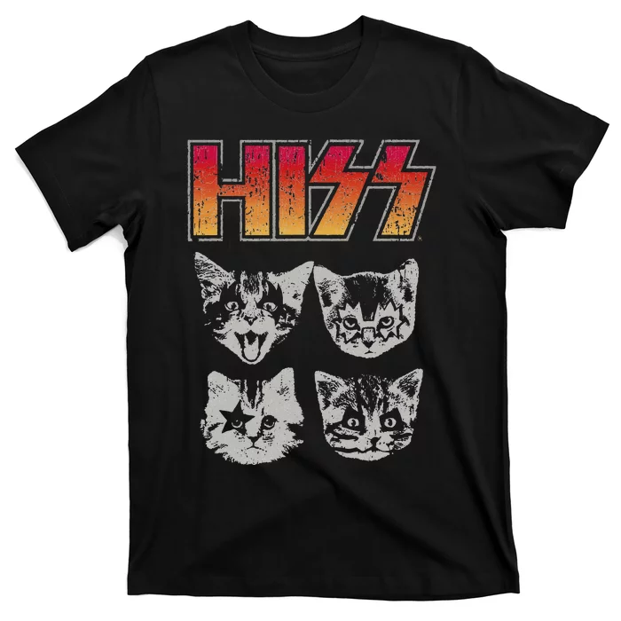 HISS Cat Funny Cats Kittens Rock Music Cat Lover Hiss T-Shirt