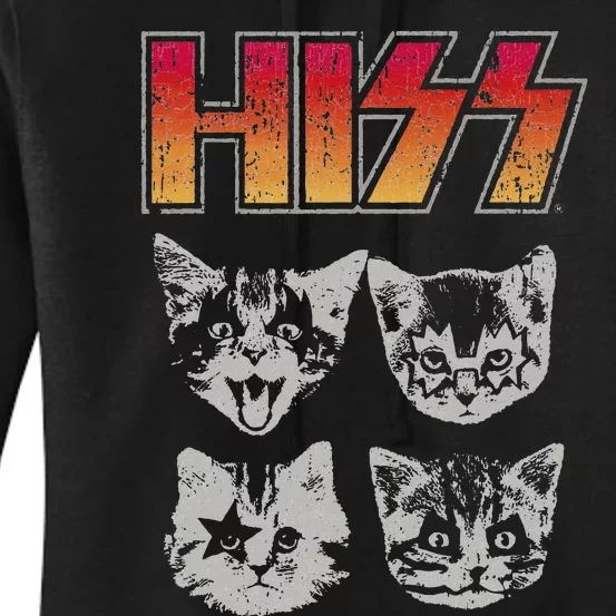 HISS Cat Funny Cats Kittens Rock Music Cat Lover Hiss Women's Pullover Hoodie