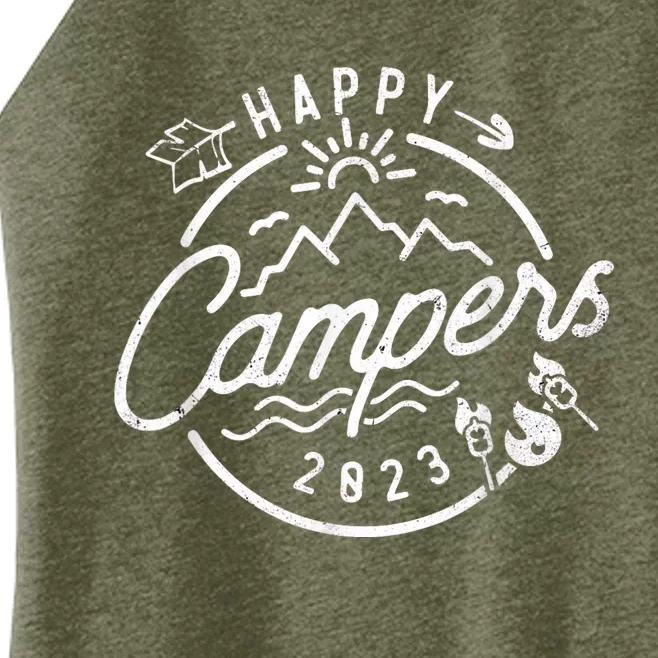 Happy Camper Funny Camping Vintage Retro Men Women Women’s Perfect Tri Rocker Tank