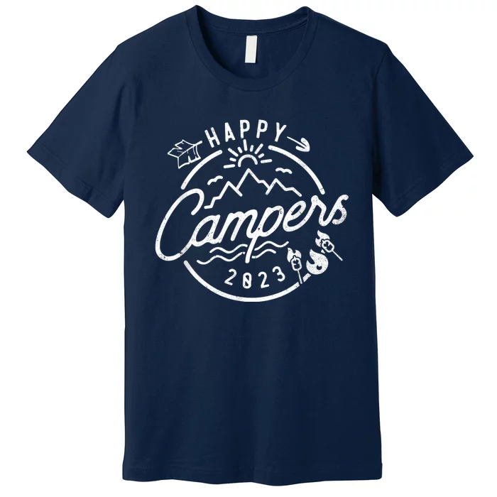 Happy Camper Funny Camping Vintage Retro Men Women Premium T-Shirt