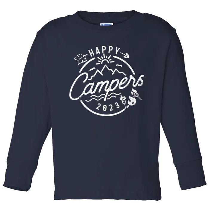 Happy Camper Funny Camping Vintage Retro Men Women Toddler Long Sleeve Shirt