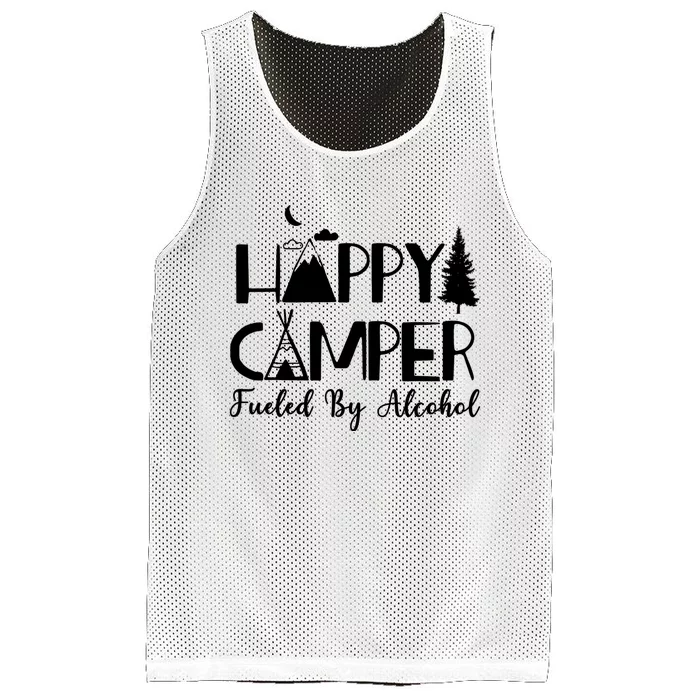 Happy Camper Fueled By Alcohol Camping Drinking Party Mesh Reversible Basketball Jersey Tank