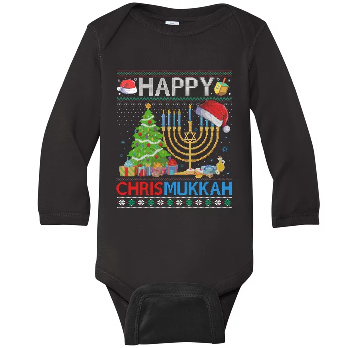 Happy Chrismukkah Funny Jewish Christmas Hanukkah Chanukah Baby Long Sleeve Bodysuit