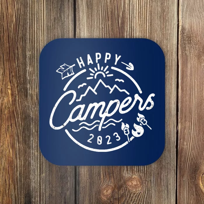 Happy Camper Funny Camping Vintage Retro Coaster