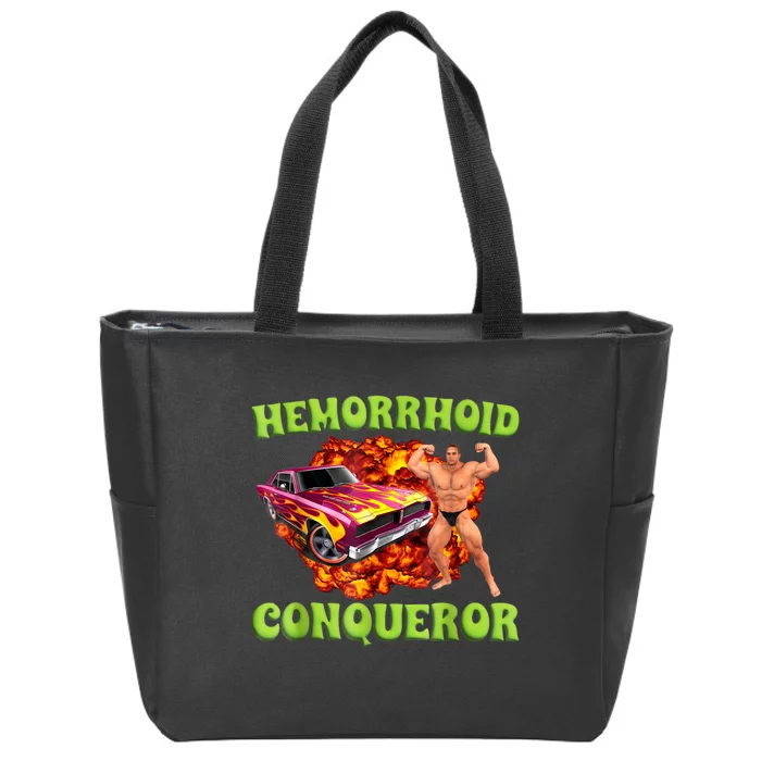 Hemorrhoid Conqueror Funny Oddly Specific Dank Meme Zip Tote Bag