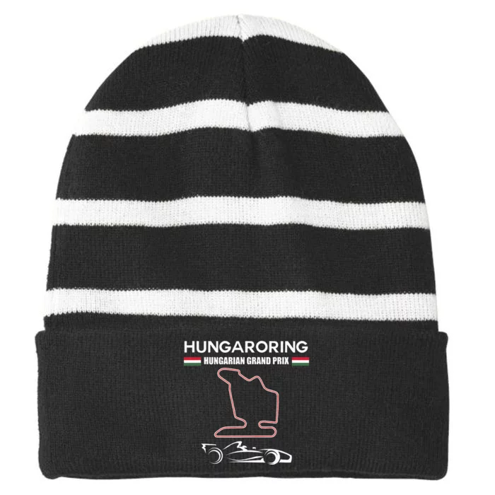 Hungaroring Circuit Formula Racing Car Hungarian Grand Prix Striped Beanie with Solid Band