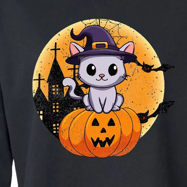 Halloween cats funny cat Halloween Cropped Pullover Crew