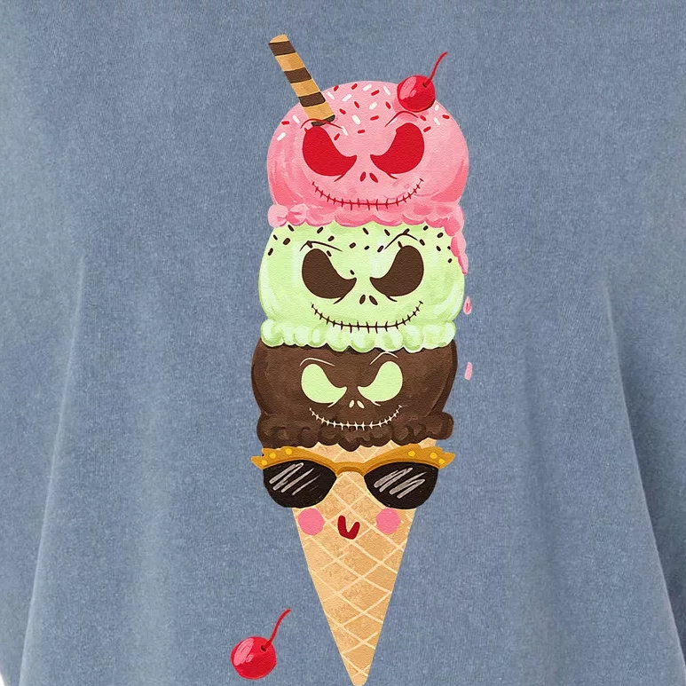 Halloween Creepy Face For Ice Cream Lovers Garment-Dyed Women's Muscle Tee