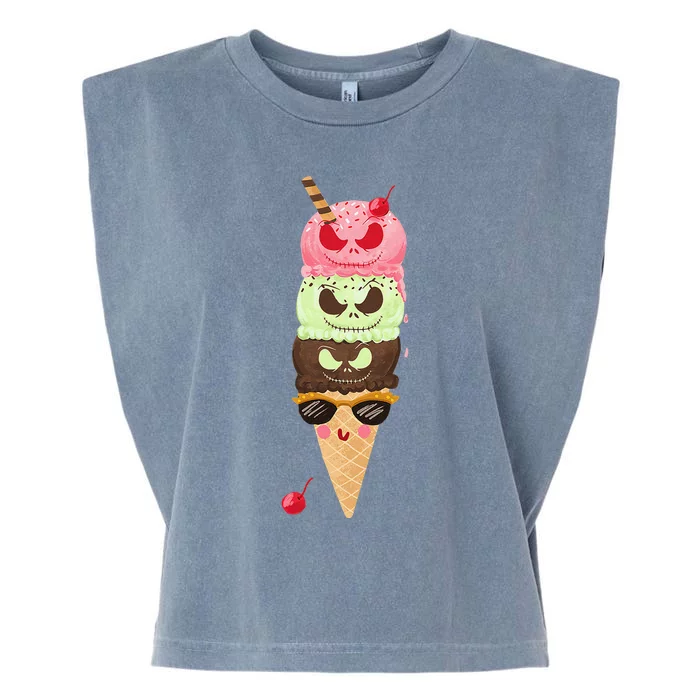 Halloween Creepy Face For Ice Cream Lovers Garment-Dyed Women's Muscle Tee