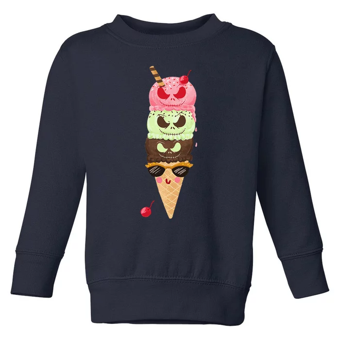 Halloween Creepy Face For Ice Cream Lovers Toddler Sweatshirt