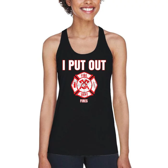 Halloween Costume Funny Firefighter I Put Out Fires Firemen Women's Racerback Tank