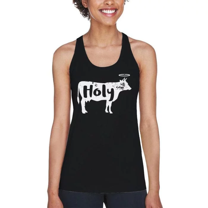 Holy Cow Funny Dairy Farmer Midwest Pride Women's Racerback Tank