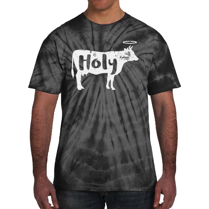 Holy Cow Funny Dairy Farmer Midwest Pride Tie-Dye T-Shirt