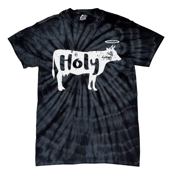 Holy Cow Funny Dairy Farmer Midwest Pride Tie-Dye T-Shirt