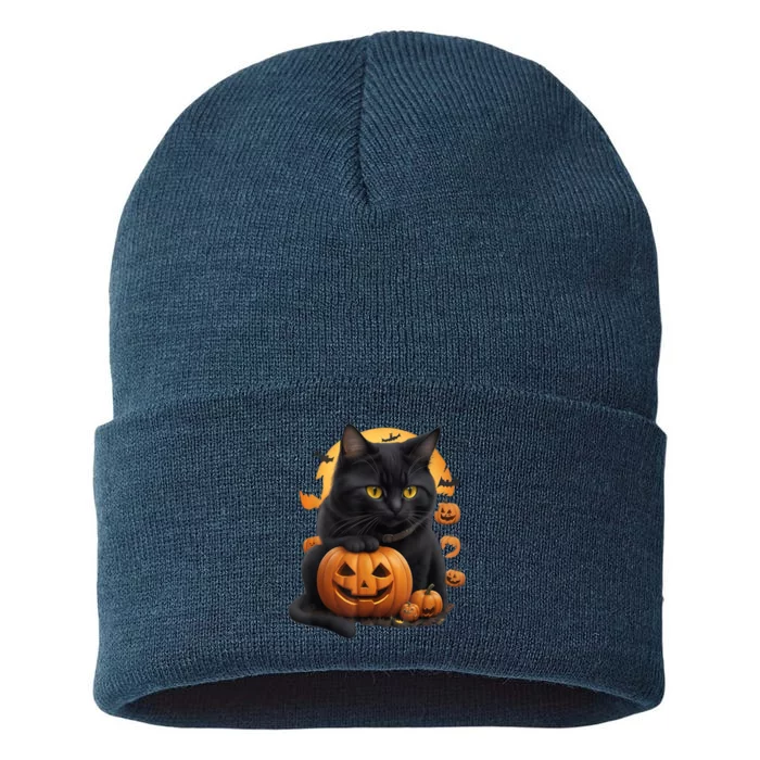 Halloween Cats Funny Cat Halloween Sustainable Knit Beanie