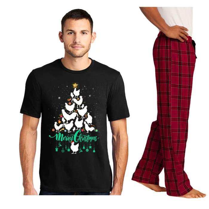 Hen Chick Farmer Merry Chickmas Christmas Chicken Tree Cool Gift Pajama Set