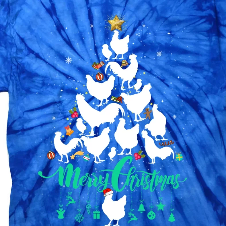 Hen Chick Farmer Merry Chickmas Christmas Chicken Tree Cool Gift Tie-Dye T-Shirt