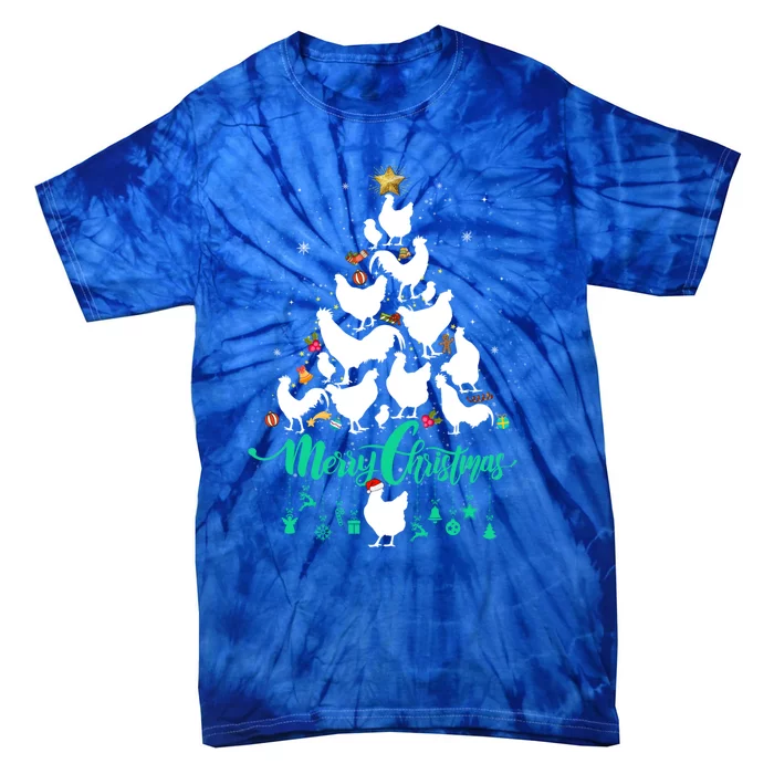 Hen Chick Farmer Merry Chickmas Christmas Chicken Tree Cool Gift Tie-Dye T-Shirt