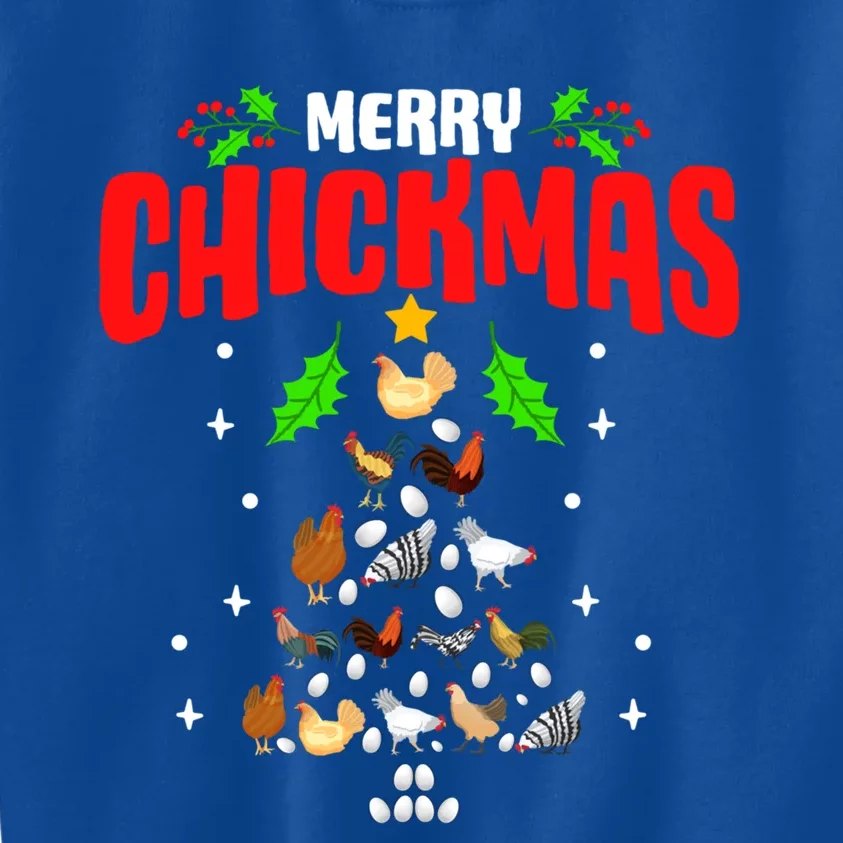 Hen Chick Farmer Merry Chickmas Christmas Chicken Tree Funny Gift Kids Sweatshirt