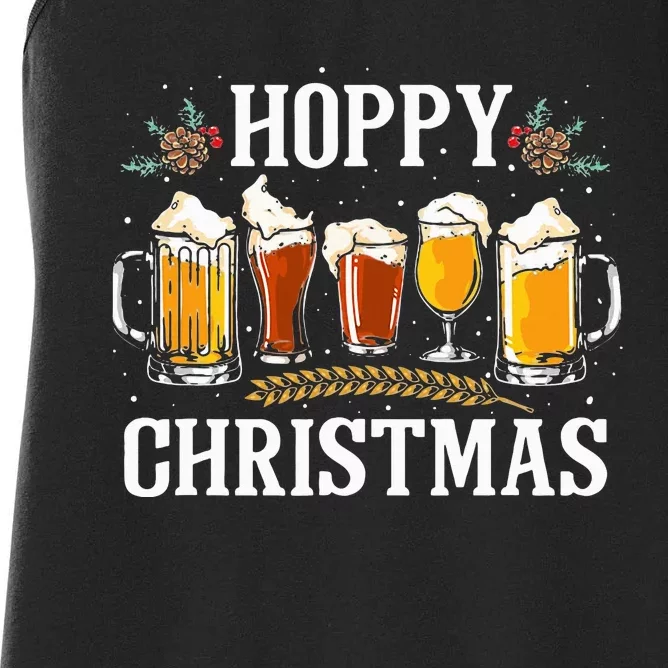 Hoppy Christmas Funny Merry Christmas Beer Lover Women's Racerback Tank