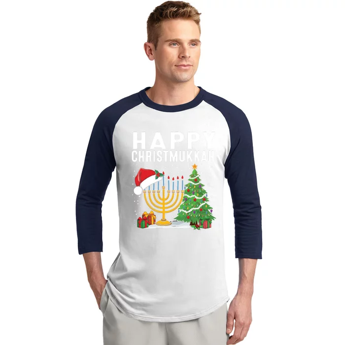 Happy Chrismukkah Funny Hanukkah Christmas Jewish Chanukah Baseball Sleeve Shirt