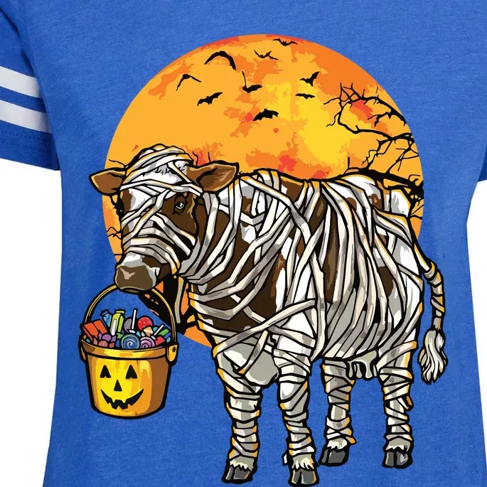 Halloween Cow Farmer Enza Ladies Jersey Football T-Shirt