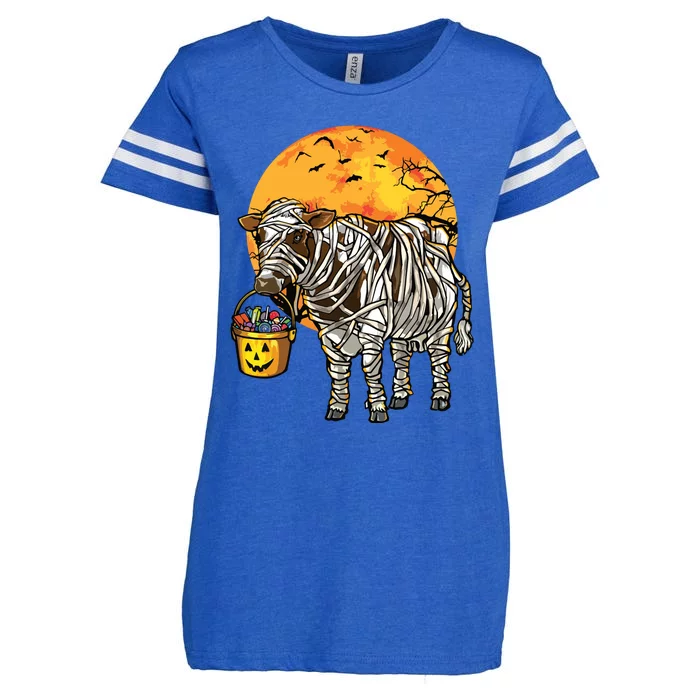 Halloween Cow Farmer Enza Ladies Jersey Football T-Shirt