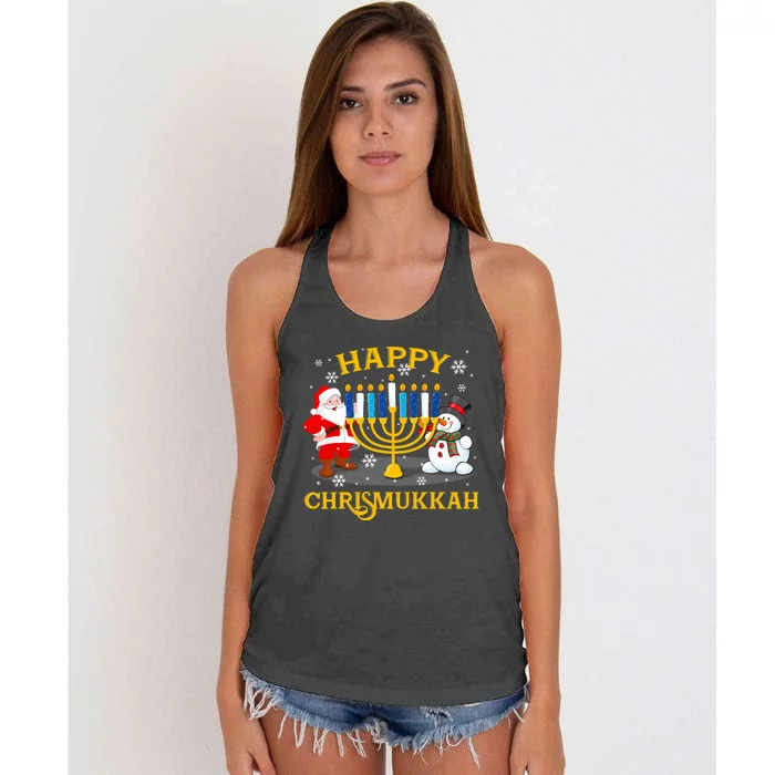 Happy Chrismukkah Funny Hanukkah Christmas Jewish Gifts Xmas Women's Knotted Racerback Tank