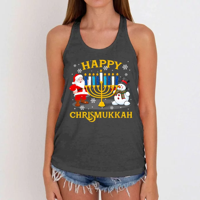 Happy Chrismukkah Funny Hanukkah Christmas Jewish Gifts Xmas Women's Knotted Racerback Tank