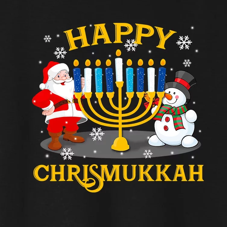 Happy Chrismukkah Funny Hanukkah Christmas Jewish Gifts Xmas Women's Crop Top Tee