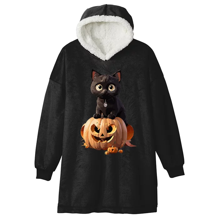 Halloween Cats Funny Cat Hooded Wearable Blanket