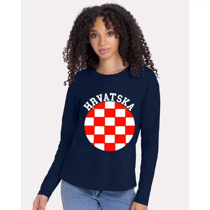 Hrvatska Croatian Flag Croatian Pride Croatian Roots Croatia Womens Cotton Relaxed Long Sleeve T-Shirt