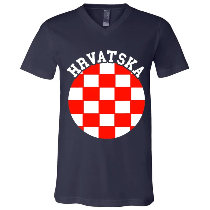 Hrvatska Croatian Flag Croatian Pride Croatian Roots Croatia V-Neck T-Shirt