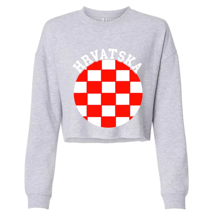 Hrvatska Croatian Flag Croatian Pride Croatian Roots Croatia Cropped Pullover Crew