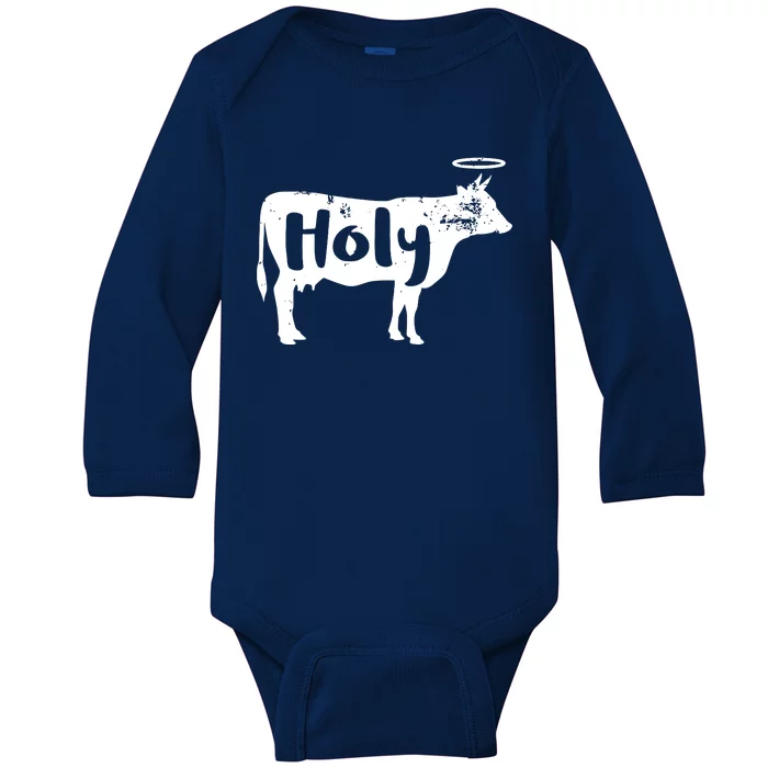 Holy Cow Funny Dairy Farmer Midwest Pride Baby Long Sleeve Bodysuit