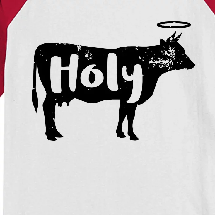 Holy Cow Funny Dairy Farmer Midwest Pride Kids Colorblock Raglan Jersey