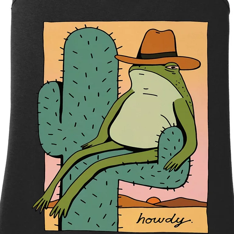 Howdy Cactus Frog Hat Meme Cute Ladies Essential Tank