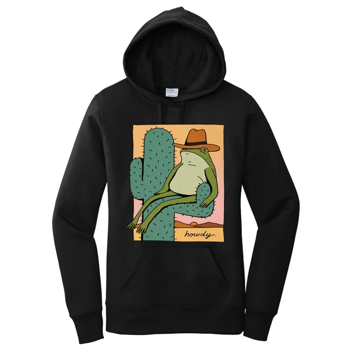 Howdy Cactus Frog Hat Meme Cute Women's Pullover Hoodie