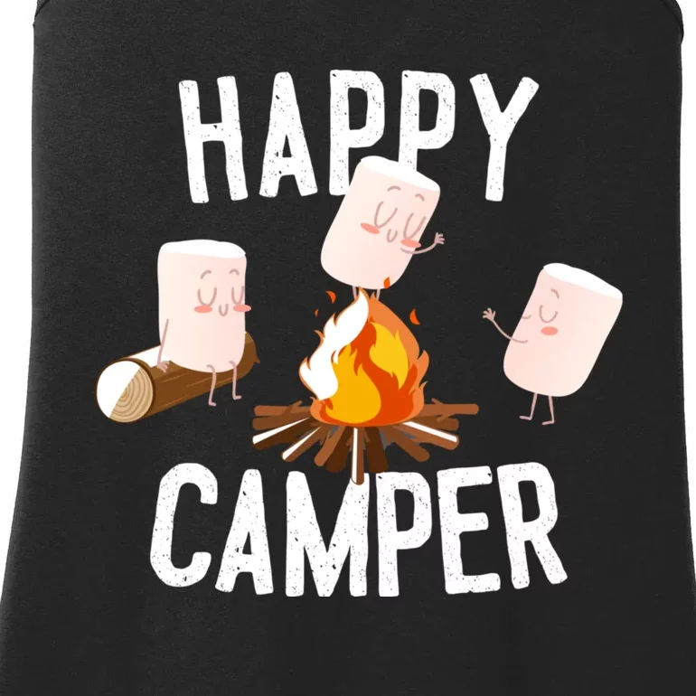 Happy Camper Funny Happy Marshmallow Camper Cute Ladies Essential Tank